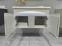 Meuble-lavabo mural moderne en alliage d'aluminium WJL avec double miroir et éclairage intégré pour salle de bain