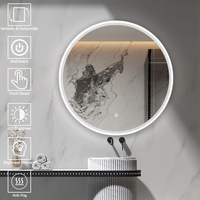 Vente en gros Miroir à led étanche en acrylique avec éclairage réglable Miroir rond intelligent à cadre noir avec lumière LED