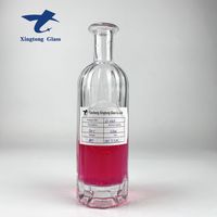 750ml 500ml Bouteilles en verre rondes à large ouverture pour vodka whisky tequila liqueur vin paquet avec courbes