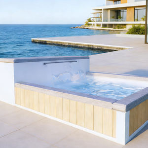 สระน้ำสปาแบบปรับแต่งได้พร้อมเครื่องทำความร้อน น้ำตก ระบบกรอง ทนทาน ทำจากไฟเบอร์กลาส/FRP รูปทรงสี่เหลี่ยมผืนผ้า ป้องกันรังสียูวี ติดตั้งง่าย ปลอดภัย - Product Image 3