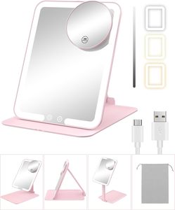 Du lịch trang điểm gương với đèn và độ phóng đại 10x, tạo nên nhỏ gọn <span class=keywords><strong>Tabletop</strong></span> gương với có thể điều chỉnh đứng phòng tắm gương - Product Image 1