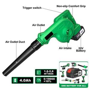Souffleur à feuilles sans fil 20V avec moteur à balais et 6 réglages de vitesse pour souffleur à feuilles sans fil DIY avec batterie et chargeur - Product Image 2
