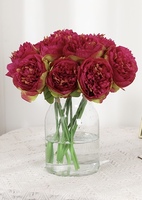 Bouquet de pivoines artificielles en soie de style européen Mohuage, 5 têtes, motif gaufré - Origine Pékin, pour mariage et décoration intérieure