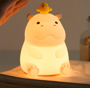 Gift Home Desk Kids Lamp Soft Silicone Hippo Night <b>light</b> with 2-Level Dimming Warm White Emittance for baby bedroom - Product Image 2