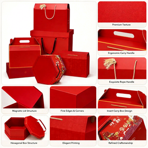 Premium Red Rigid Gift <b>Boxes</b> Set with Handle UV Printing High-End Packaging for Gift & <b>Craft</b> - Product Image 2