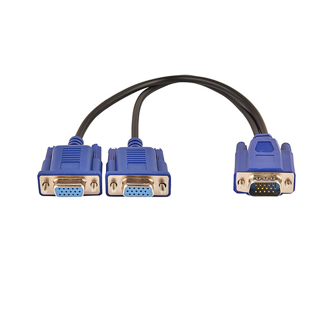 VGA 1 Male to 2 Female Y Splitter Monitor Adapter Cable for Projector DVD Player Laptop PC