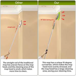 Limpiador de pared, fregona de pared de 66 pulgadas con mango largo, fregona de polvo de techo con 15 postes de extensión de codo que ahorran trabajo, plumero de zócalo - Product Image 4
