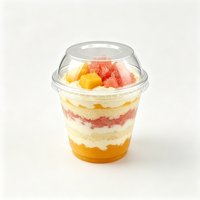 Boîte à dessert en plastique PET ronde personnalisée, recyclable, sans BPA, de qualité alimentaire, robuste, avec joint hermétique, pour tiramisu, gâteau, dessert, emballage alimentaire