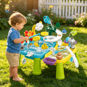 Table de jeu électrique sable et eau à double bassin avec fontaine, jouet de plage sensoriel extérieur pour tout-petits, vente en gros - Product Image 1