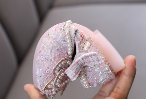 Moda verano rendimiento suave chica barato nuevo diseño zapatos perla diamantes de imitación brillante arco niños princesa niñas zapatos - Product Image 5
