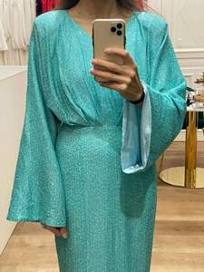 Женское роскошное вечернее платье с блестками на заказ для элегантных женских вечерних платьев с рукавами из рога - Product Image 2