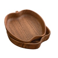 Plateau créatif en bois de noyer en forme de pomme, plateau de service pour fruits, plateau pour collations et desserts, assiette en bois massif pour enfants, assiette à dîner pour enfants