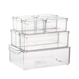 Juego de 7 Contenedores de Almacenamiento de Plástico Libres de BPA para Despensa, Organizadores Apilables para Refrigerador con Tapas para Alimentos - Product Image 4