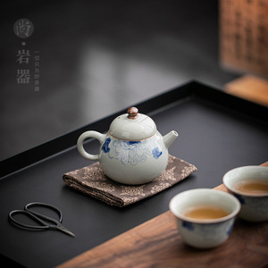 Hand Painted Peony Ceramic Teapot Blue And White <b>Small</b> <b>Pot</b> With Lid Household <b>Tea</b> Brewer - Product Image 4