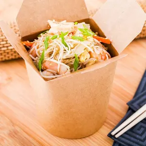 Ready Bulk 550ml 750ml 1000ml Kraft Paper Disposable Takeout Food Container Noodle Snack Street Food Paper Bucket Box