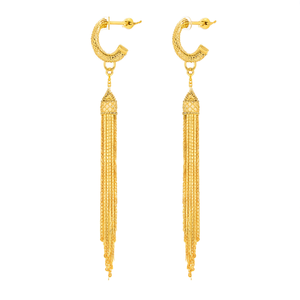 Boucles d'oreilles pendantes tendance en acier inoxydable 316L plaqué or PVD, design à pompons pour femmes - Product Image 2