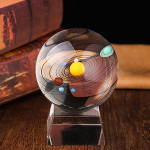 <span class=keywords><strong>Sistema</strong></span> <span class=keywords><strong>Solar</strong></span> de cristal K9, 80mm, Planeta, Galaxia, 3d, grabado láser, <span class=keywords><strong>Sistema</strong></span> <span class=keywords><strong>Solar</strong></span>, bola de cristal mágica transparente con Base de luz Led, novedad - Product Image 1