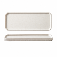 Assiette rectangulaire en mélamine mouchetée motif fleur de prunier 30 cm, modèle 5011, plateau de service durable à bord gaufré pour la maison et la restauration