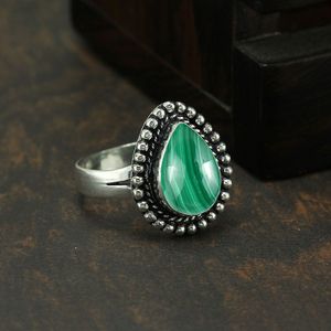 Bagues de mariage personnalisées faites à la main, bague en malachite verte, fabricant vérifié, bague en malachite verte pour femmes - Product Image 6