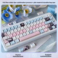 Ensemble de touches de clavier personnalisées en PBT avec sublimation par transfert thermique sur cinq faces, motif lune et étoile, bleu pastel rose, pour clavier mécanique, profil OEM