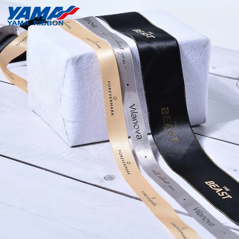 Satin Tape Ribbons Yama Ribbon Pure Colors Double Faced Softly Smooth Customized Printed Logo Ribbon Satin Tape