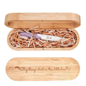 Boîte de souvenirs magnétique de grossesse en bois annonce de bébé boîte-cadeau Surprise en bois massif Collection de bâtonnets de test de grossesse boîte en bois - Product Image 1