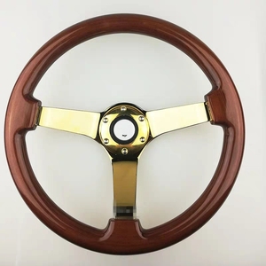 Universal madera azul metálico de cromo 6 perno 350mm racha estilo volante del coche de carreras - Product Image 5