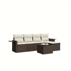 Ensemble de canapés de jardin en rotin PE marron avec structure en rotin et coussins en mousse haute densité, design contemporain, imperméable, pour usage extérieur - Product Image 1