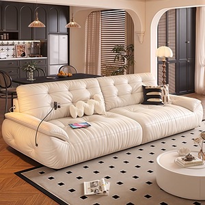 โซฟาเบดห้องนั่งเล่นสุดหรูสไตล์อิตาลี หนังวัวแท้ชั้นบนสุด โซฟาหนังแท้เอนกประสงค์ปรับไฟฟ้า - Product Image 4