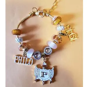 Gold Sigma Gamma Rho Philo Paraphernalia 1943 Gift Jewelry Bracelets SGRHO Philo Affiliate Shield Charm Bracelet