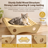 Canapé pour chat en bambou minimaliste moderne, lit de repos élégant pour animaux de compagnie avec housse amovible, station de repos pour chat en bois durable