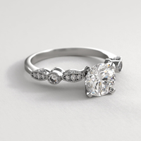 Bague de fiançailles en or massif 10K 14K 18K avec diamant de laboratoire cultivé rond de 2 carats, serti pavé à trois pierres, certifié IGI CVD/HPHT, personnalisable