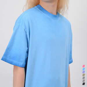 Camiseta de Manga Corta para Hombre, 280g, 100% Algodón, Lavado Ácido, Degradado, Cuello Redondo, Estilo Vintage, Talla Grande - Product Image 4