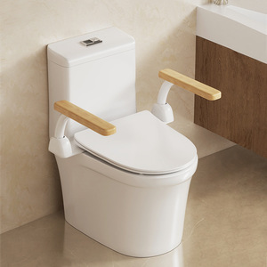 Barre d'appui pour siège de toilette de style japonais en bois massif, capacité de charge de 150 kg, aide à la sécurité dans la salle de bain pour les personnes âgées - Product Image 1
