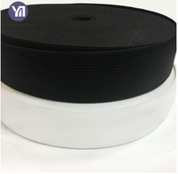 Bande élastique tricotée noire et blanche en gros, ruban élastique plat multifonctionnel pour vêtements, sous-vêtements, cordon - sangle polyvalente