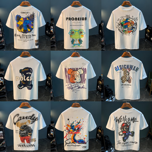 Miễn Phí Vận Chuyển Kết Hợp Kích Thước Màu Sắc Chất Lượng Cao 100% Cao Cấp Bông Áo Thun Người Đàn Ông T Áo Sơ Mi Giản Dị Dệt Ngắn Tay Áo Áo Thun Rửa In - Product Image 2