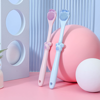 Nettoyeur de langue en silicone en forme de patte de chat, à poils doux, pour adultes et enfants, outil d'hygiène buccale portable pour une haleine fraîche