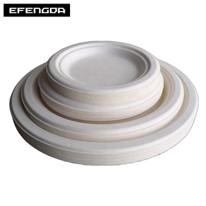 Assiettes de bagasse de canne à sucre biodégradables écologiques jetables personnalisables 6 7 9 10 12 pouces plats et assiettes jetables - Product Image 1
