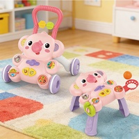 Bao Han Nouveauté Trotteur Bébé 2-en-1 avec Jouets Éléphant, Bonne Poussette Musicale et Lumineuse, Trotteur Éducatif pour Bébé