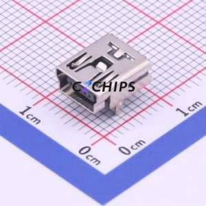 U-M-M5DW-W-1 USB Connector Bent Lead Through Hole Connector Mini-B USB 2.0 Female Right Angle Insert - Product Image 1