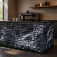 Revêtement mural en pierre souple MCM à texture bleu foncé, panneau de carrelage flexible en quartz sable pour la décoration intérieure/extérieure des maisons