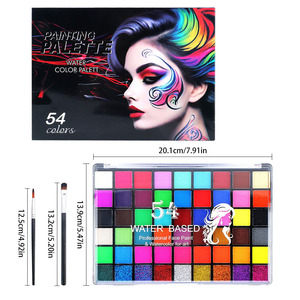 Kit de peinture pour le visage à base d'eau de 54 couleurs avec pinceaux, pochoirs et éponges pour enfants et adultes - Product Image 1