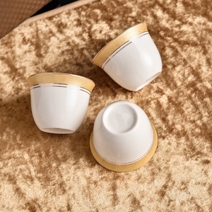 White Ceramic Porcelain Tea <b>Cup</b> and <b>Saucer</b> Set Gold Rim Portable Giftable Teaware for Home Hotel Tea Service - Product Image 2