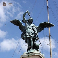 Figurine moderne taille réelle gardien ailé en bronze, statue d'ange en arche de gabriel avec épée de maintien