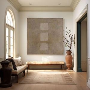 Cuadro contemporáneo en lienzo Wabi Sabi, tono tierra beige, pintura abstracta texturizada, arte de pared para el hogar y la galería - Product Image 2
