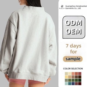 Maglione con girocollo in morbido cotone ricamato personalizzato maglione con girocollo in <span class=keywords><strong>pile</strong></span> <span class=keywords><strong>oversize</strong></span> felpa da <span class=keywords><strong>donna</strong></span> con collo finto - Product Image 2