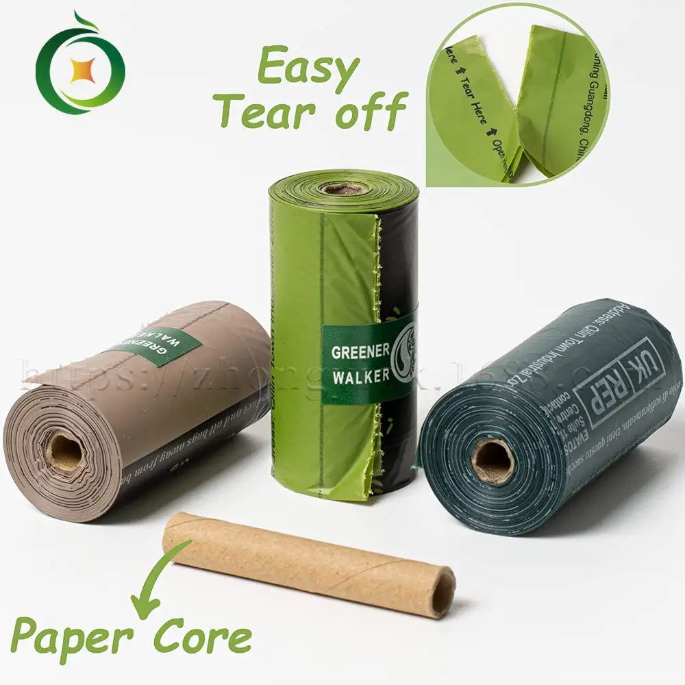 Wholesale Eco Friendly Custom Printed Logo 100% Biodegradable Compostable Dog Poop Bags