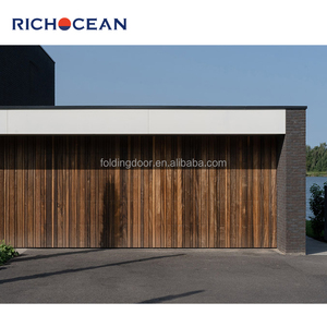 Portes de garage invisibles en bois noir et aluminium, grille verticale à lattes, portail industriel, clôture automatique, porte de garage - Product Image 4