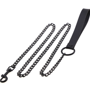 Di alta Qualità Tutto Nero In Pelle di Metallo Catena Del Cane Al Guinzaglio - Product Image 1
