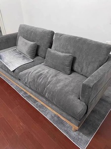 Solid Wood Foot Three-Seat Flannelette Fabric Sofa Cream Style Simple <strong>White</strong> Straight Row Reclining For Home Living Room Basement